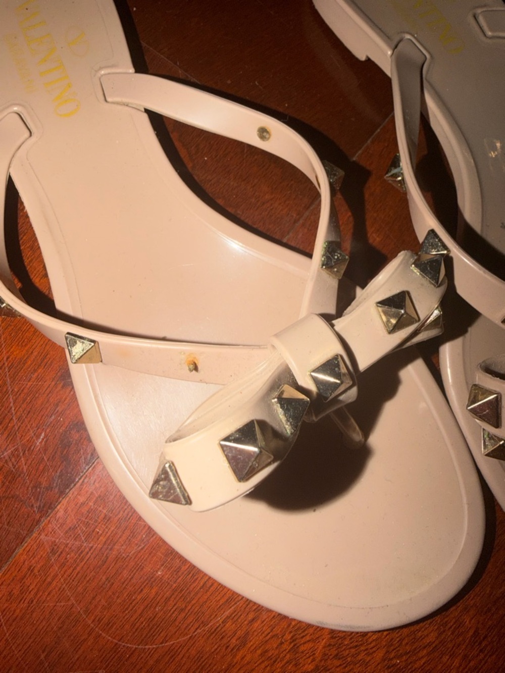 Valentino Rockstud T-Strap Sandal - Taupe - Picture 2 of 4